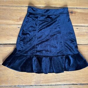 Divided Black Velvet Zip-Up Top